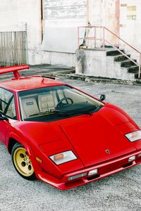 Превью обои lamborghini, countach, lp5000 s, красный, вид сбоку