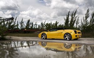 Превью обои lamborghini, gallardo, lp560-4 spyder, желтый, ламборгини