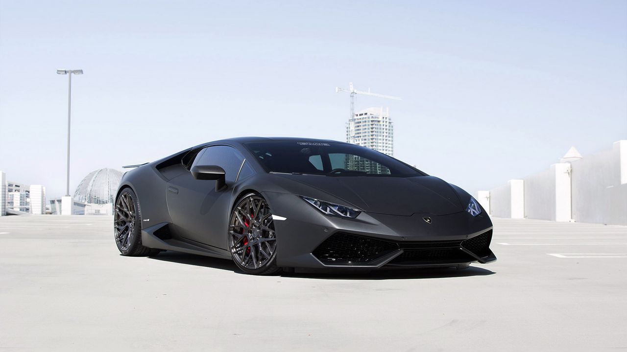 Обои lamborghini, huracan, gmg, черный, вид сбоку, тюнинг