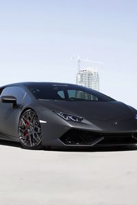 Превью обои lamborghini, huracan, gmg, черный, вид сбоку, тюнинг