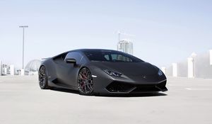 Превью обои lamborghini, huracan, gmg, черный, вид сбоку, тюнинг