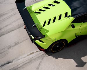 Превью обои lamborghini huracan, lamborghini, автомобиль, зеленый, вид сверху