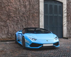 Превью обои lamborghini huracan, lamborghini, автомобиль, синий