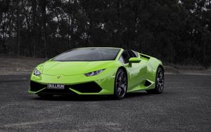 Превью обои lamborghini, huracan, lp610-4, зеленый, вид сбоку