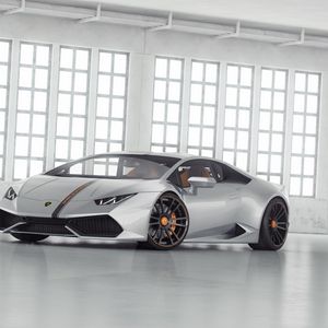 Превью обои lamborghini, huracan, lp 610, вид сбоку, белый