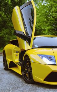 Превью обои lamborghini murcielago lp640, lamborghini murcielago, lamborghini, спорткар, желтый