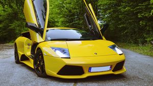 Превью обои lamborghini murcielago lp640, lamborghini murcielago, lamborghini, спорткар, желтый