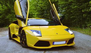 Превью обои lamborghini murcielago lp640, lamborghini murcielago, lamborghini, спорткар, желтый