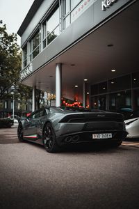 Превью обои lamborghini, спорткар, автомобиль, вид сзади, черный