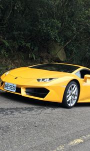 Превью обои lamborghini, спорткар, вид сбоку, желтый