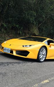 Превью обои lamborghini, спорткар, вид сбоку, желтый