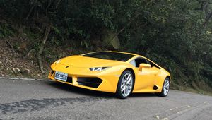 Превью обои lamborghini, спорткар, вид сбоку, желтый