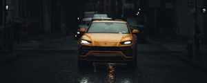 Превью обои lamborghini urus, lamborghini, автомобиль, желтый, улица