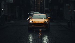 Превью обои lamborghini urus, lamborghini, автомобиль, желтый, улица