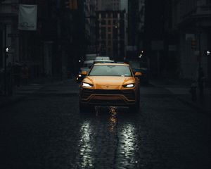 Превью обои lamborghini urus, lamborghini, автомобиль, желтый, улица