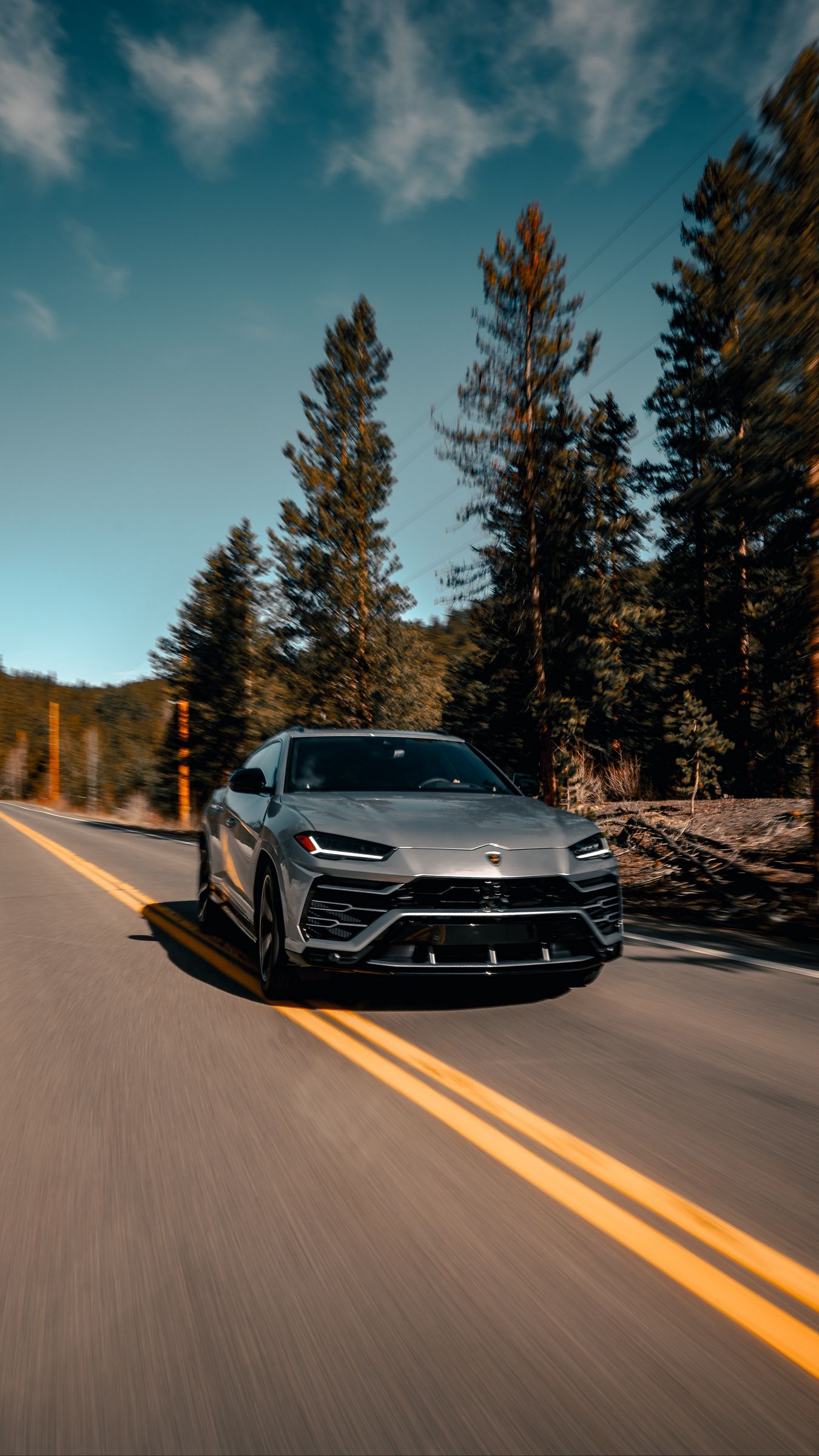 Скачать 1350x2400 lamborghini urus, lamborghini, автомобиль, серый, дорога  обои, картинки iphone 8+/7+/6s+/6+ for parallax