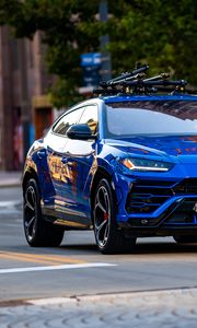 Превью обои lamborghini urus, lamborghini, автомобиль, внедорожник, синий