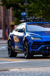 Превью обои lamborghini urus, lamborghini, автомобиль, внедорожник, синий