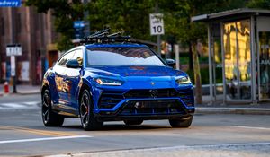 Превью обои lamborghini urus, lamborghini, автомобиль, внедорожник, синий