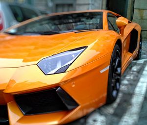 Превью обои lamborghini, вид сбоку, фара