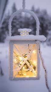 Превью обои лампа, иней, снег