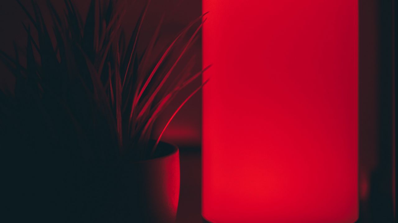 Обои лампа, красный, темный, свечение