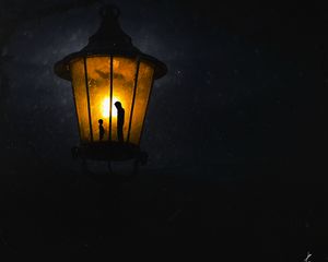 Превью обои лампа, силуэты, фотошоп, темный