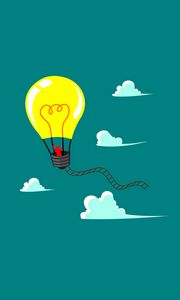 Превью обои лампочка, воздушный шар, полет, небо