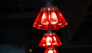 Превью обои лампочки, красный, иллюминация, освещение, размытость, свет