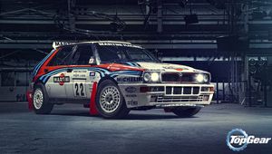 Превью обои lancia, integrale, спорткар, martini racing, top gear, delta, hf