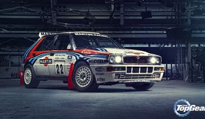 Превью обои lancia, integrale, спорткар, martini racing, top gear, delta, hf