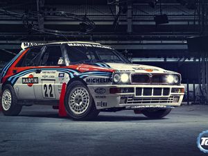 Превью обои lancia, integrale, спорткар, martini racing, top gear, delta, hf