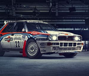 Превью обои lancia, integrale, спорткар, martini racing, top gear, delta, hf