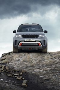 Превью обои land rover  discovery svx, land rover, автомобиль, синий, вид спереди