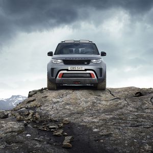 Превью обои land rover  discovery svx, land rover, автомобиль, синий, вид спереди