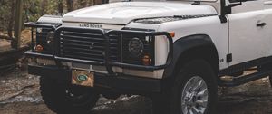 Превью обои land rover defender, land rover, машина, внедорожник, белый, джип
