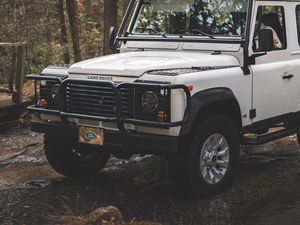 Превью обои land rover defender, land rover, машина, внедорожник, белый, джип