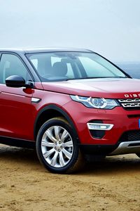 Превью обои land rover, discovery, sport, красный, вид сбоку