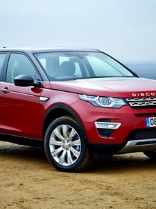 Превью обои land rover, discovery, sport, красный, вид сбоку