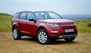 Превью обои land rover, discovery, sport, красный, вид сбоку