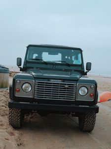 Превью обои land rover, машина, фары, вид спереди