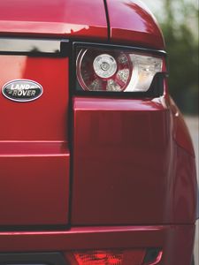 Превью обои land rover, машина, красный, вид сзади, фонари