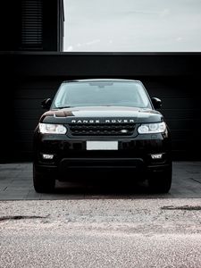 Превью обои land rover, range rover, машина, черный, внедорожник, вид спереди