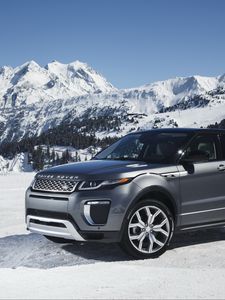 Превью обои land rover, range rover, снег, вид сбоку