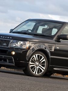 Превью обои land rover, range rover, sport, stormer, лэнд ровер, ренж ровер, спорт, джип, передок, чёрный, небо