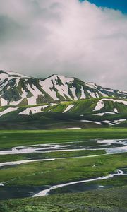 Превью обои ландманналагар, исландия, горы, трава