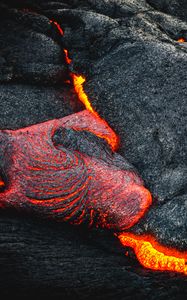 Превью обои лава, огненный, поверхность, вулкан