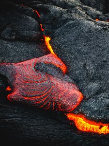 Превью обои лава, огненный, поверхность, вулкан