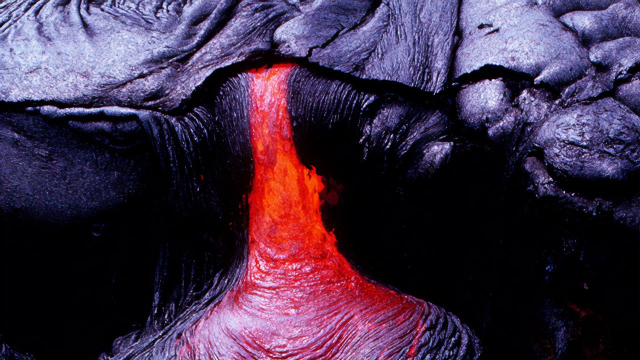 Обои лава, поверхность, огненный, вулкан
