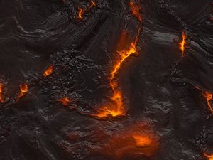 Превью обои лава, текстура, поверхность, трещины, огонь, горячий